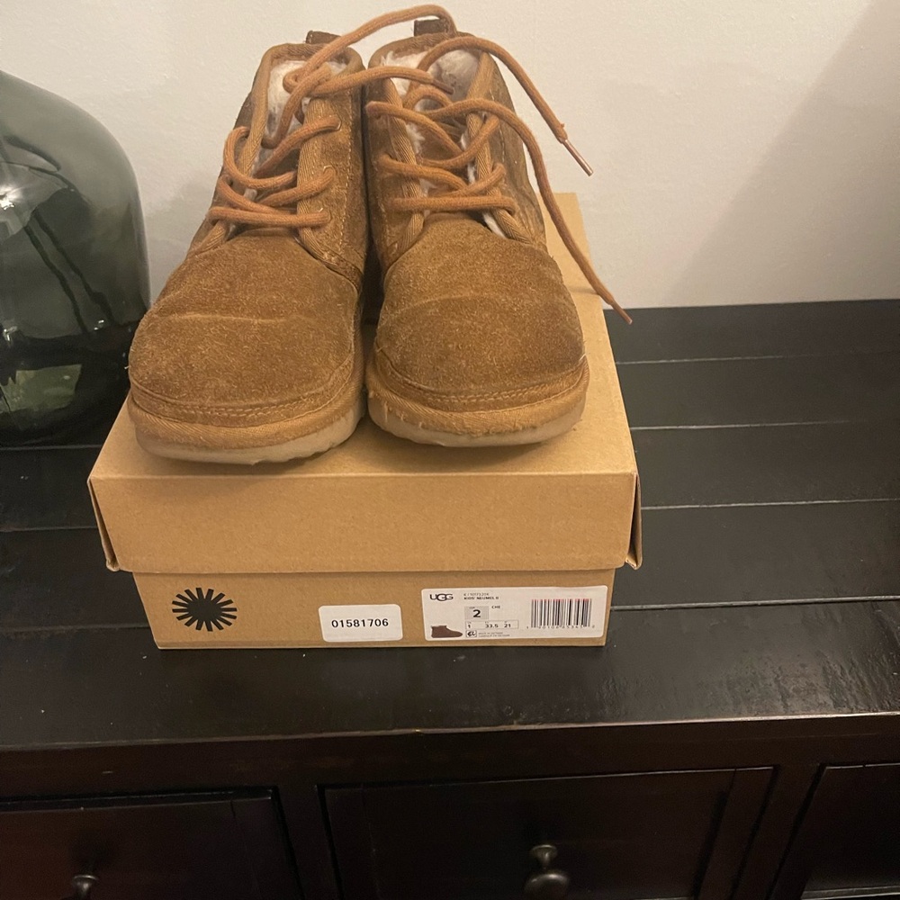 Gently worn brown suede Uggs.